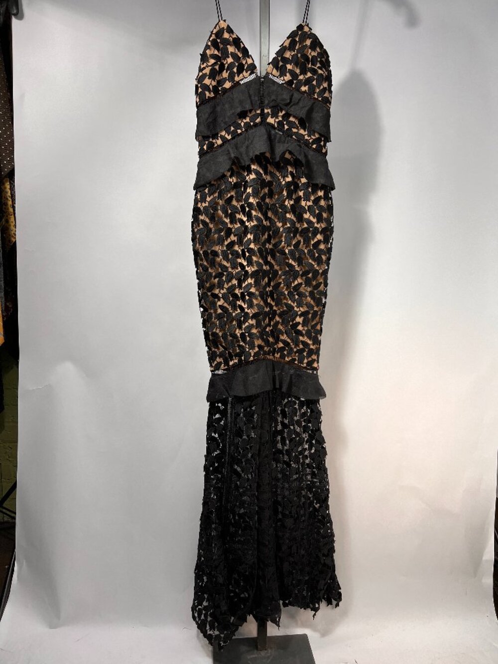 SELF PORTRAIT Aaliyah Black Lace Maxi Dress Evening Gown 4 LNWOT